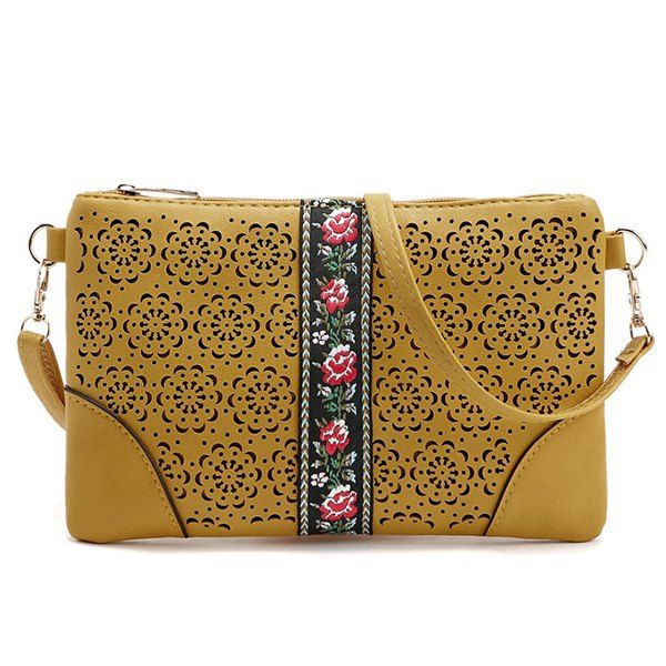 

Cut Out Floral PU Leather Crossbody Bag, Yellow