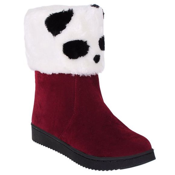 Flock Color Block Panda Pattern Snow Boots - Rouge foncé 40