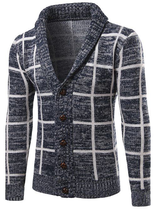 [41% OFF] 2022 Turn-Down Collar Checked Single-Breasted Cardigan In ...
