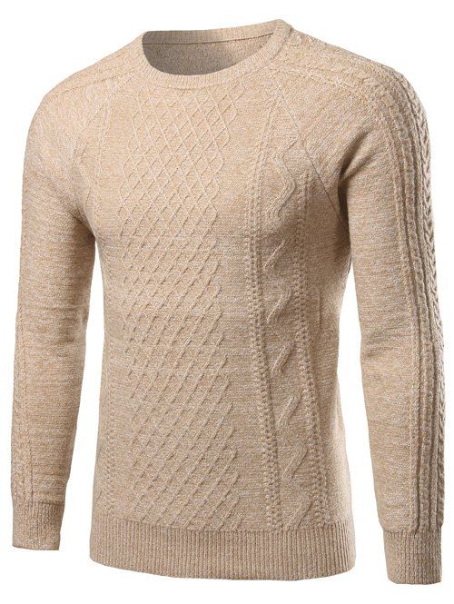 

Crew Neck Raglan Sleeve Kink Design Sweater, Off-white