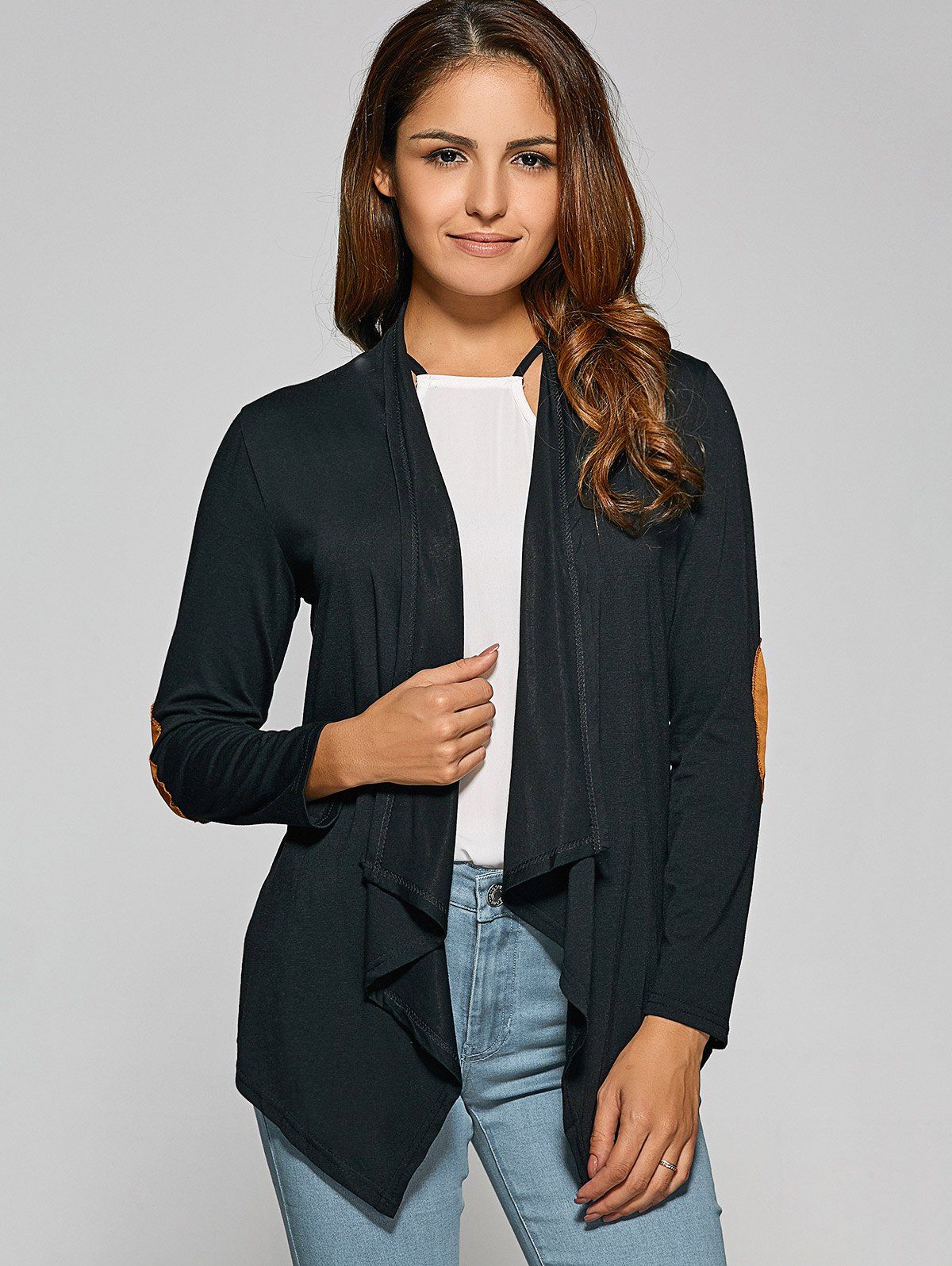 

Asymmetric Patched Short Cardigan, Black