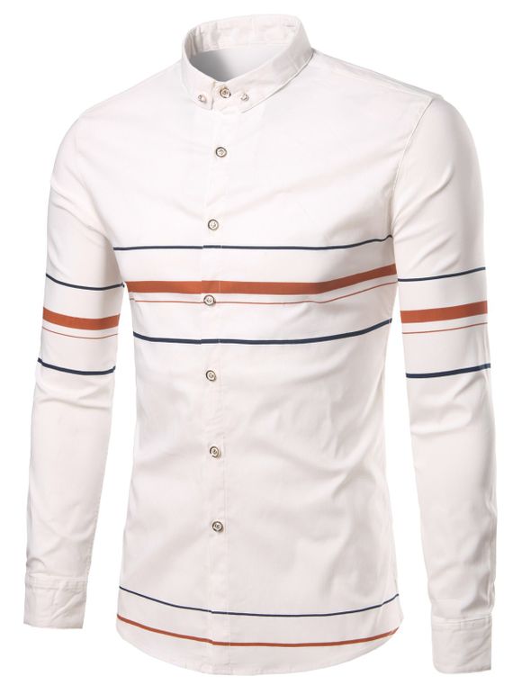 Rhinestone Turn-Down Collar Stripe géométrique Plus Size Shirt - Orange XL