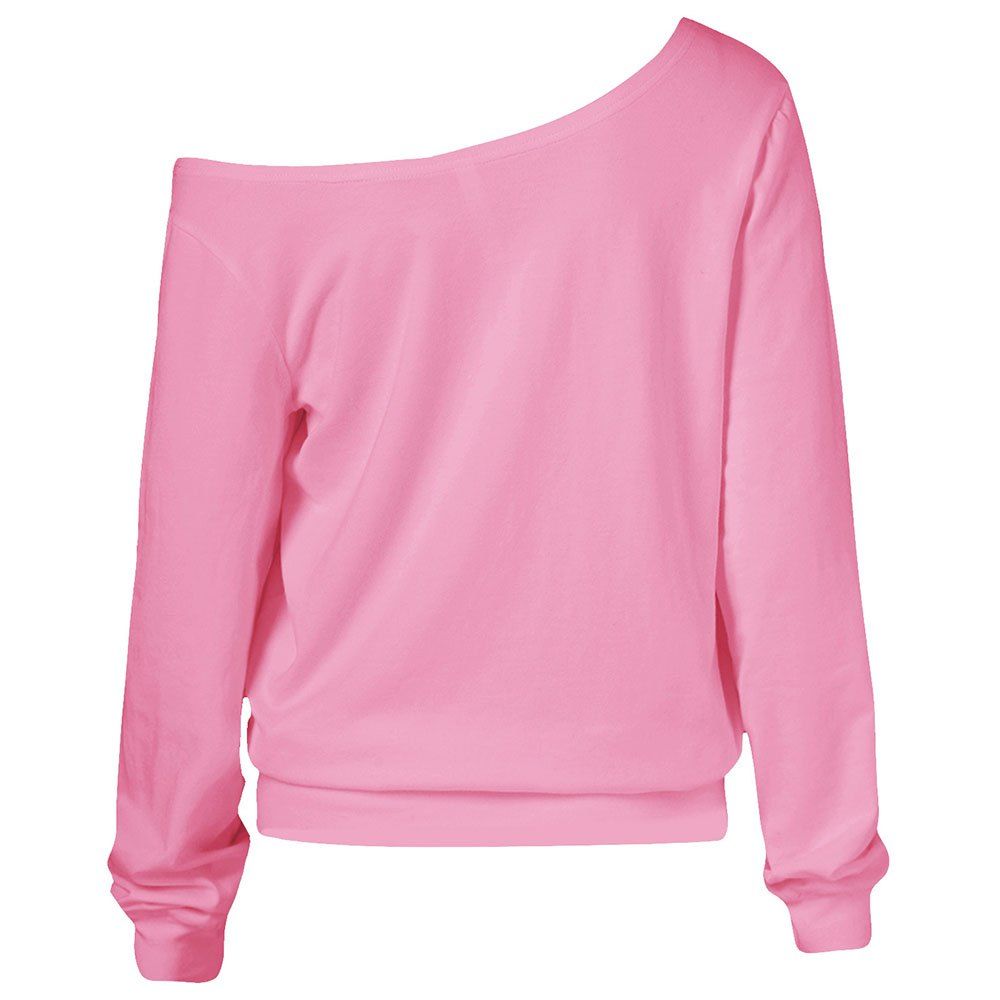 

Skulls Print Skew Collar Sweatshirt, Pink