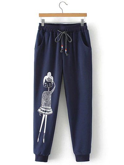 Pantalon de Survêtement Imprimé Dessin Animé Grande Taille - Cadetblue 4XL