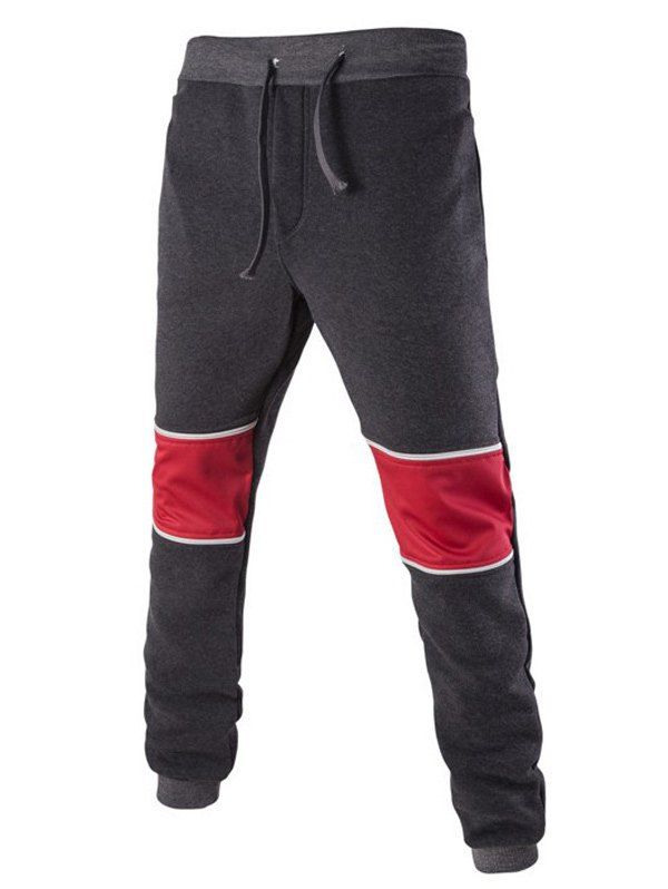 

Color Splicing Beam Feet Lace-Up Jogger Pants, Deep gray
