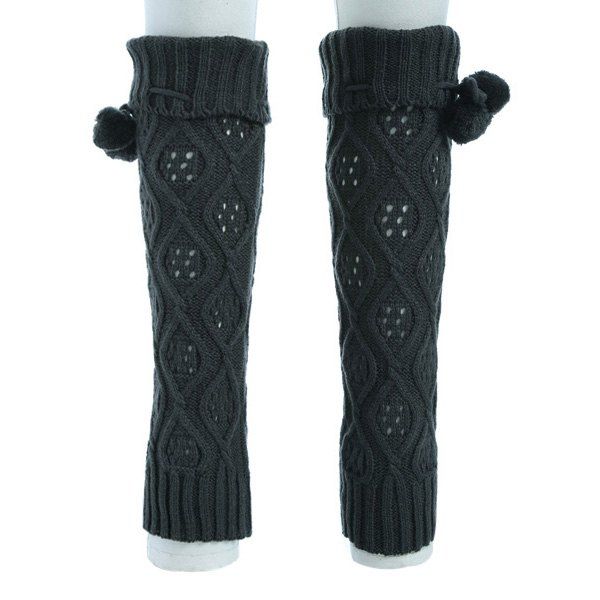 

Small Ball Flanging Infinity Knitted Leg Warmers, Deep gray