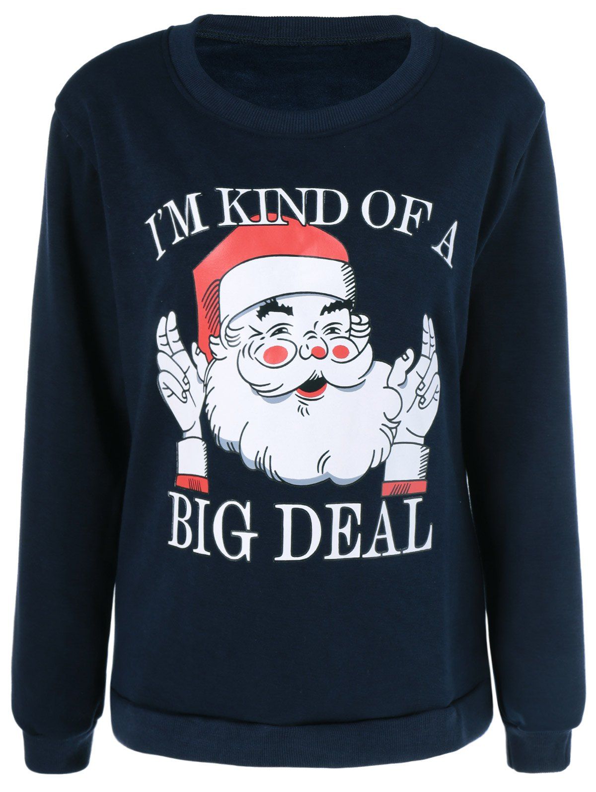 

Funny Santa Claus Print Sweatshirt, Purplish blue