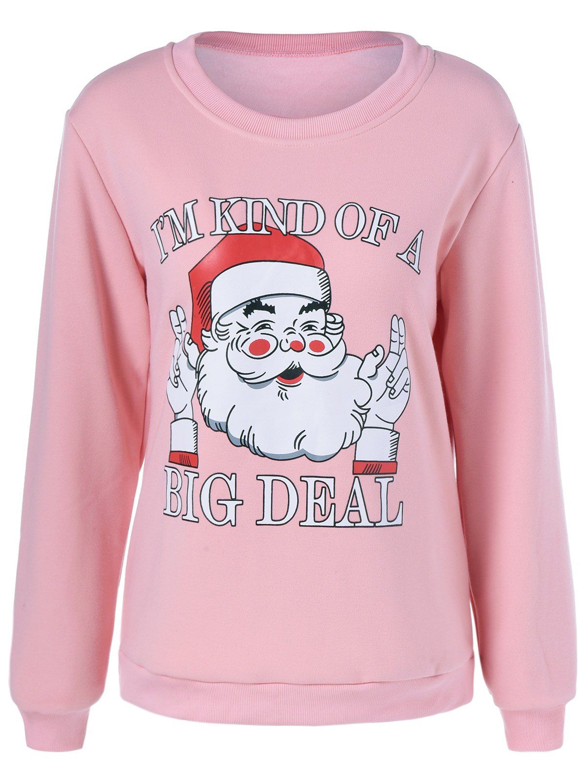 

Funny Santa Claus Print Sweatshirt, Pink