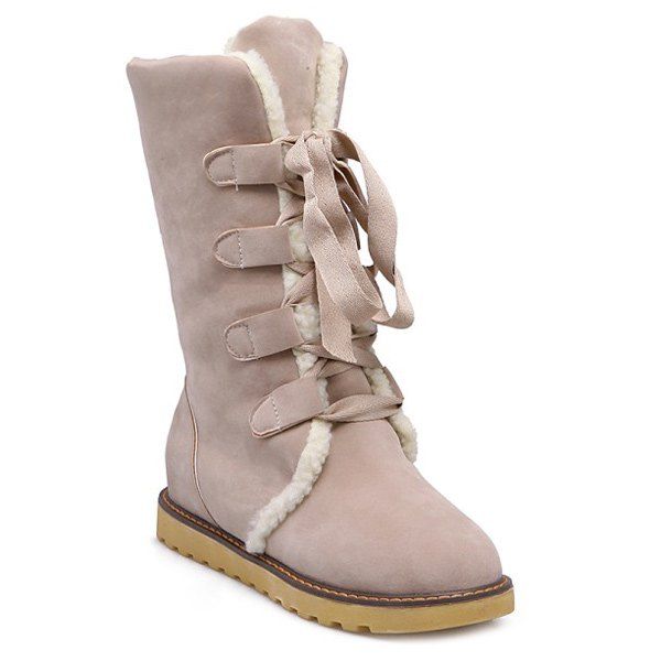 

Lace Up Suede Snow Boots, Off-white