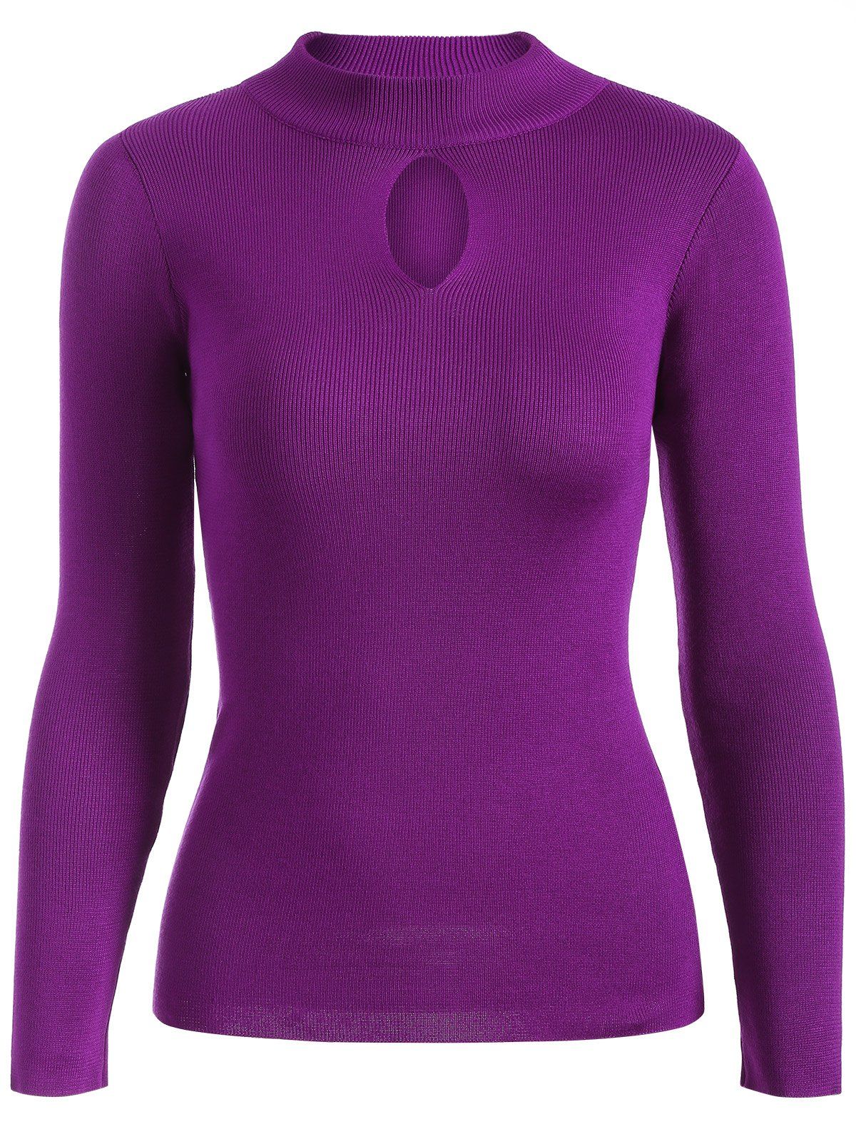 

Keyhole Ribbed Sweater, Purple