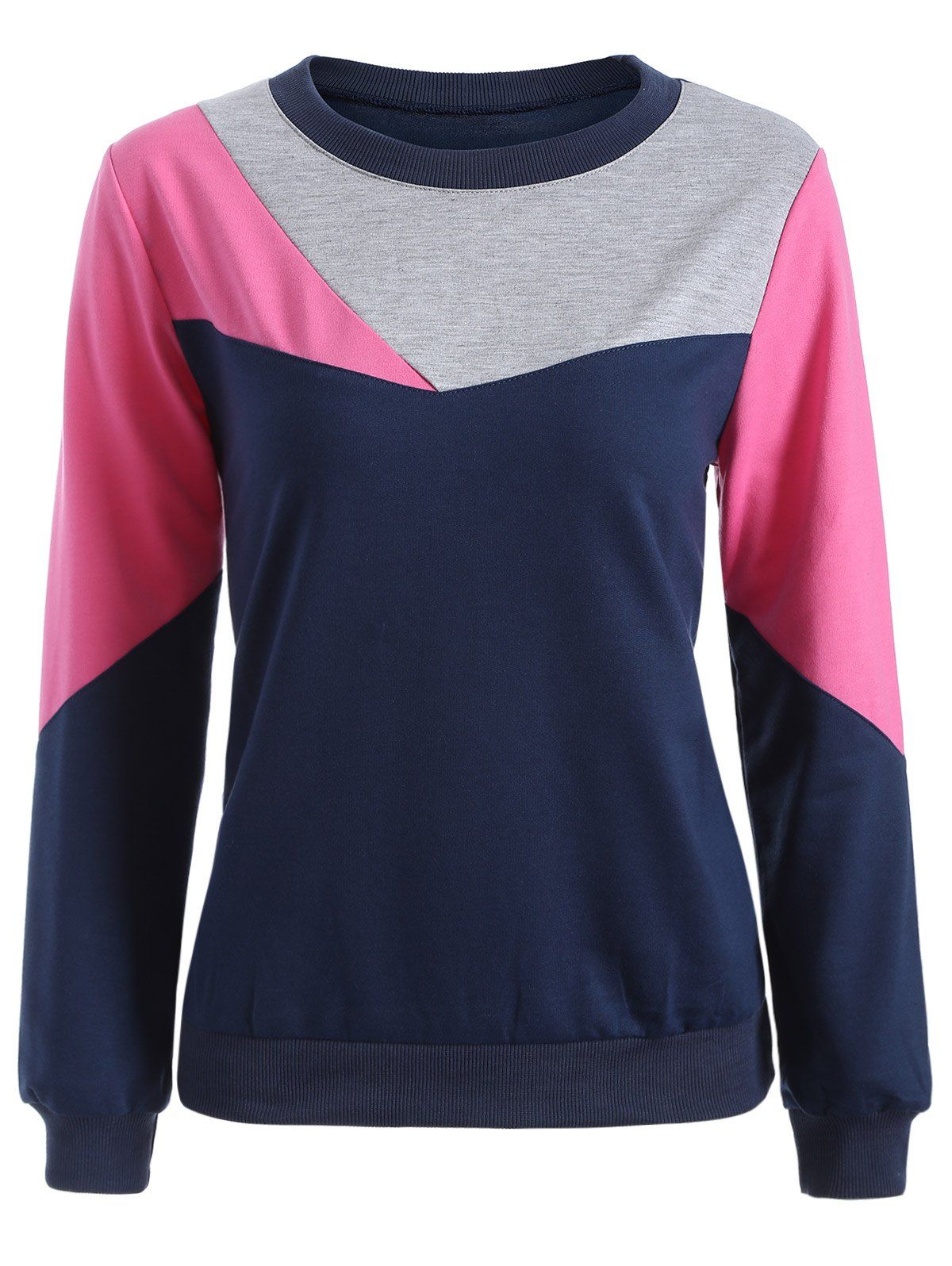 

Long Sleeve Color Block Tee, Purplish blue