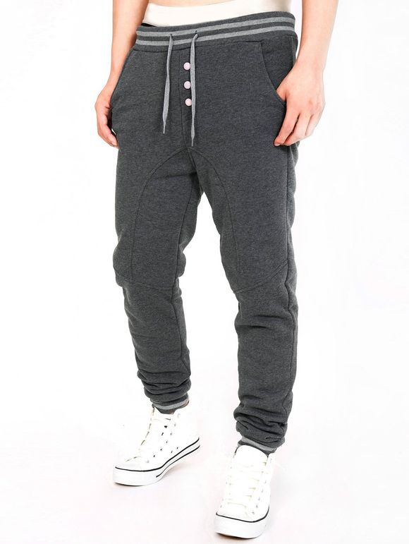 Pantalon de jogging à rayures à simple boutonnage - gris foncé L