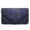 Lace Envelope Evening Clutch - Bleu profond 