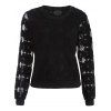 Flocked Mesh Pullover Sweatshirt - BLACK XL
