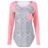 Raglan manches T-shirt de motif tribal - Rose Clair L