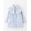 Manteau floral de laine brodé avec col rabattu - Bleu clair 110