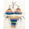 Halter Zig Zag Bikini String Set - multicolore L