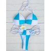 Bikini à halter découpé à coloré block - Bleu et Blanc L