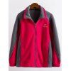 Plus Size Zipper Fly Color Block Jacket - Rouge 3XL