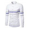 Rhinestone Turn-Down Collar Stripe géométrique Plus Size Shirt - Bleu 2XL