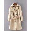 Belted Button Up Long Trench Coat - KHAKI S
