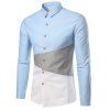 Col rabattu Color Block Plus Size Shirt - Bleu clair XL