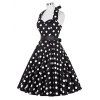 [17% OFF] 2021 Retro Polka Dot Halter Swing Dress In BLACK | DressLily