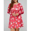Robe Trapèze Imprimée Bonhomme De Neige - Pastèque Rouge M