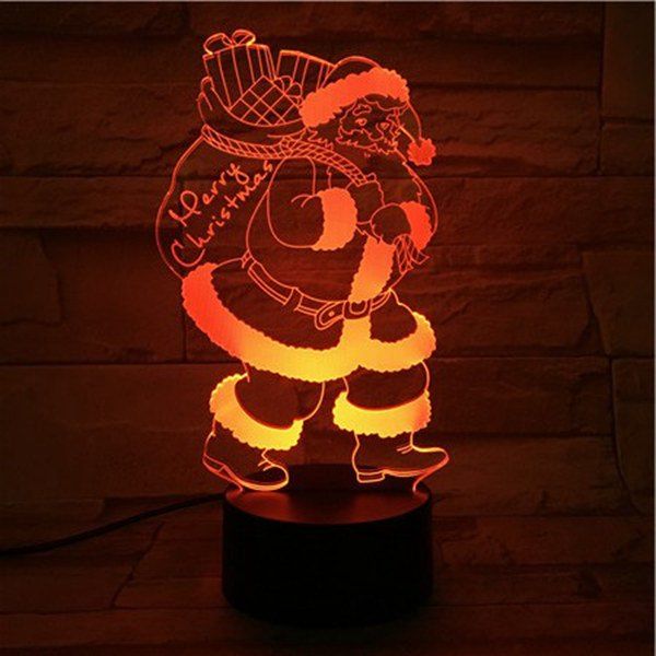 

7 Color Changing 3D Visual Santa Claus LED Christmas Gift Night Light, Colorful