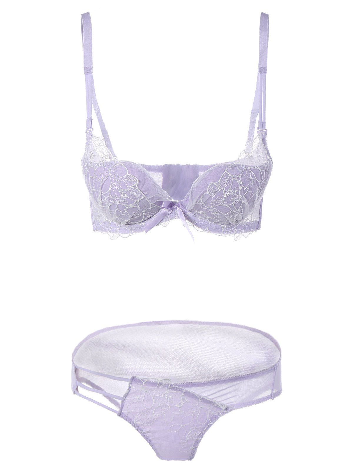 

Under Ｗire Push-Up Bra Set, Light purple