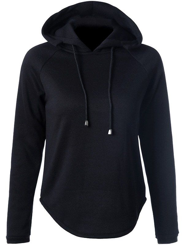 

Asymmetrical Drawstring Hoodie, Black