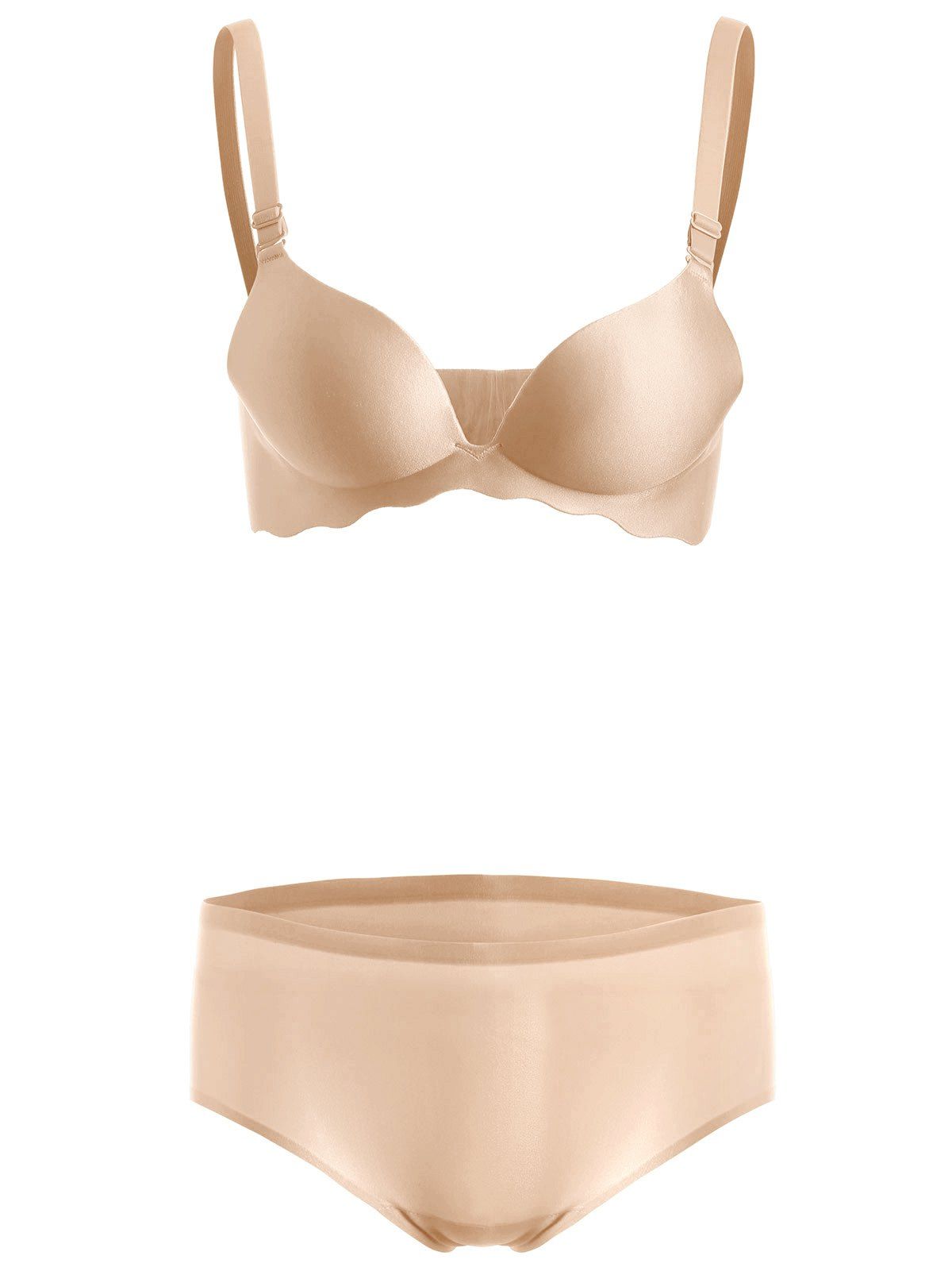 

Seamless Scalloped Gathered Adjusted Bra Set, Yellowish pink