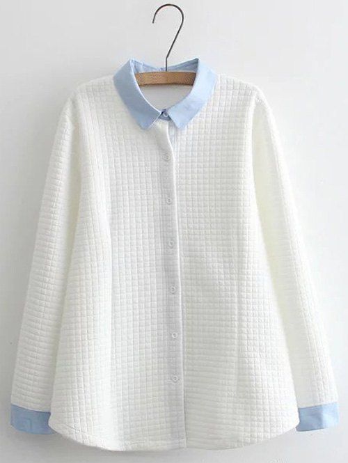 

Patchwork Plus Size Blouse, White