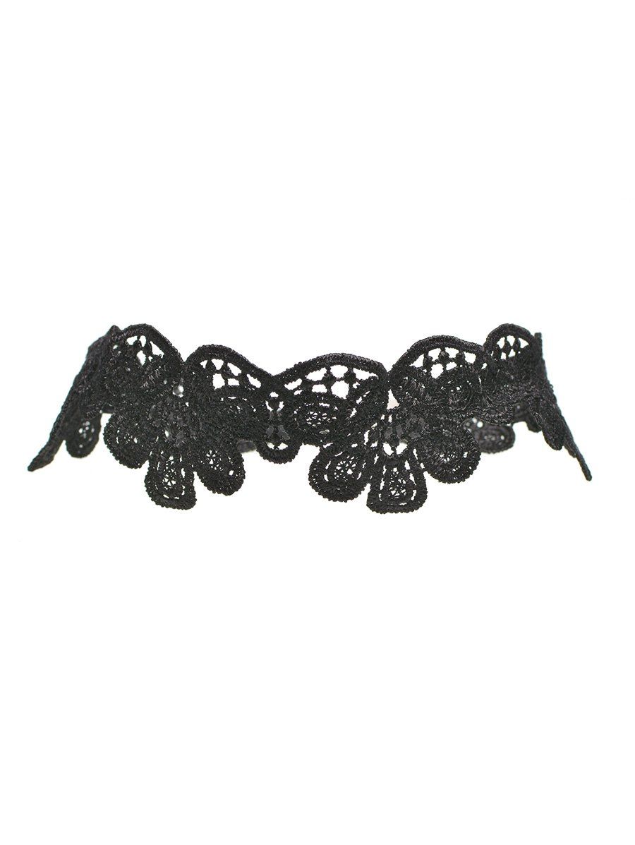 

Knitted Floral Choker Necklace, Black