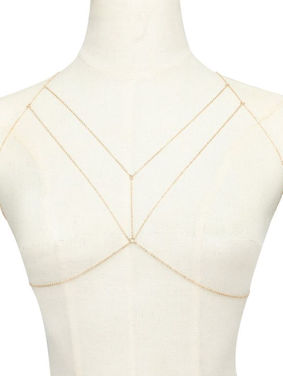 Chaîne de corps forme géométrique croisé pour bikini de plage - d'or 