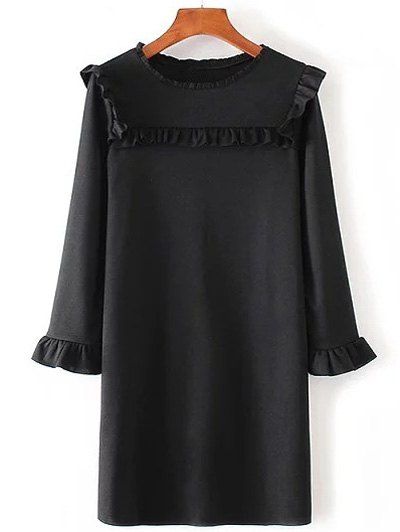 Sleeve Mini robe longue Flounce - Noir M