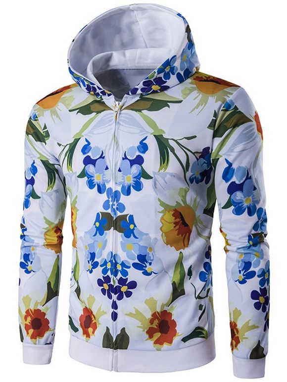 All-Over imprimé floral Zip-Up Hoodie - Floral XL