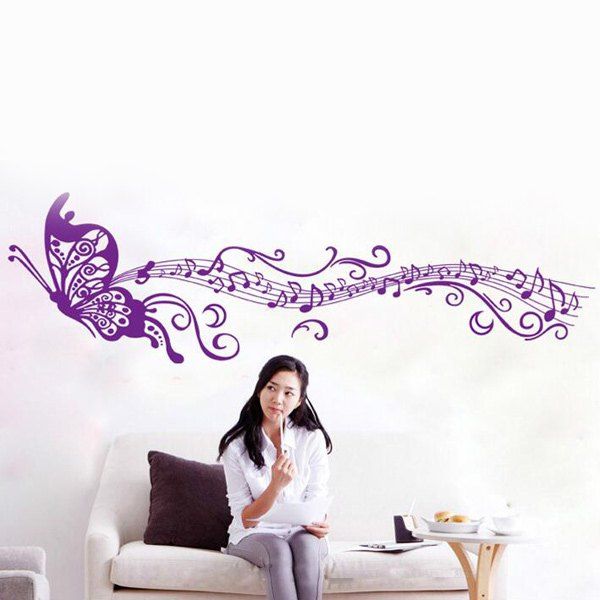

Artistic Butterfly Design Mouldproof Living Room Wall Stickers, Purple