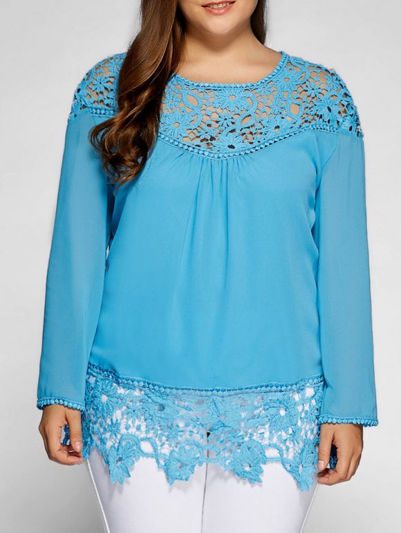 Lacework Splicing plus Blouse Taille - Pers XL