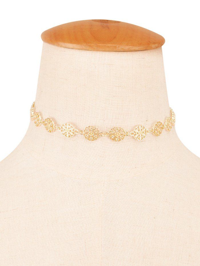 

Filigree Floral Rhinestone Choker Necklace, Champagne