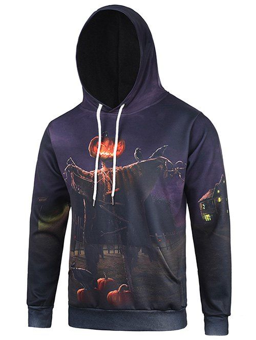 

3D Cat Devil Halloween Pumpkin Print Hoodie, Purple