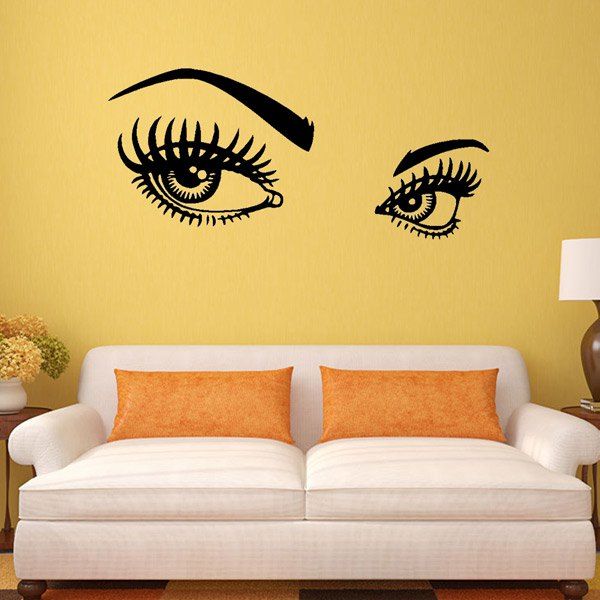 

95*42CMCharming Eyes Pattern Removable Room Decor Wall Stickers, Black