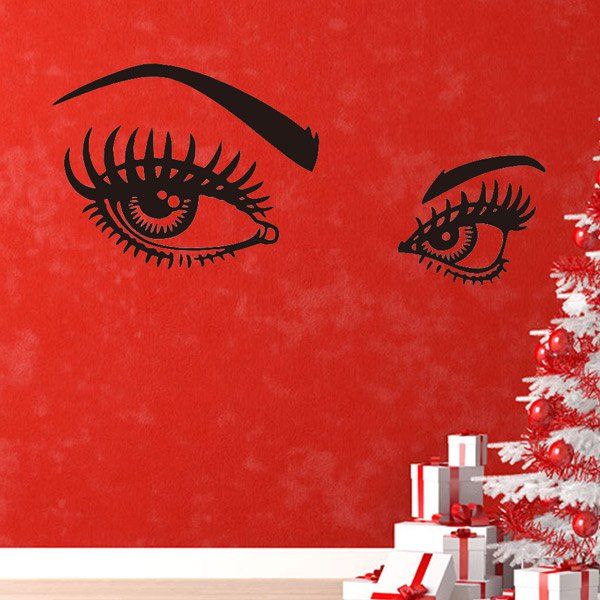 

130*57CMCharming Eyes Pattern Removable Room Decor Wall Stickers, Black