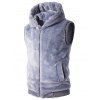 Capuche Rib-Hem Zip Up Plush Fleece Vest - Gris 2XL