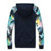 Hooded Camouflage Splicing Embroidered Zip-Up Hoodie - CADETBLUE M