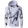 Sweatshirt à Capuche Manches Longues Imprimé Éclaboussure d'Encre avec Fermeture Éclair - Blanc 2XL