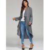 Manteau long effet cascade à ceinture - Cendre L