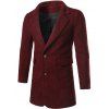 Manteau Tweed à Col Haut à Revers - Rouge vineux 3XL