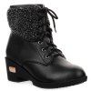 Bottes en talon à talons en dentelle Faux Shearling - Noir 39
