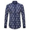Manches longues circinée Print Button Down-Shirt - Cadetblue L